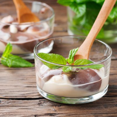 Mousse with cream and chocolate