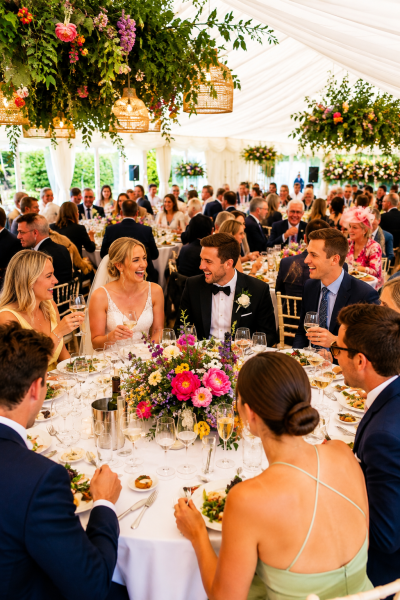 marquee wedding guests